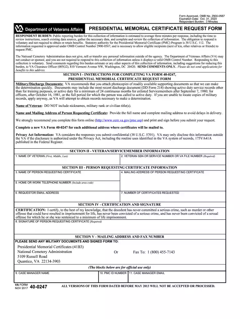 va form 40 0247 Preview on Page 1