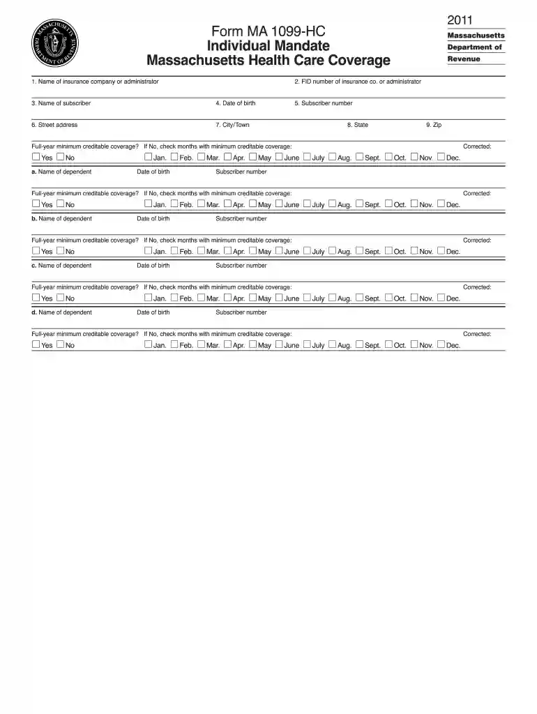 form ma 1099 hc 2011 Preview on Page 1