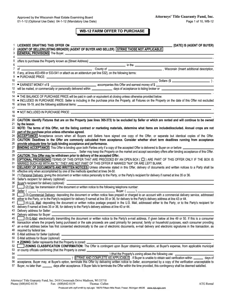 farm offer to purchase Preview on Page 1