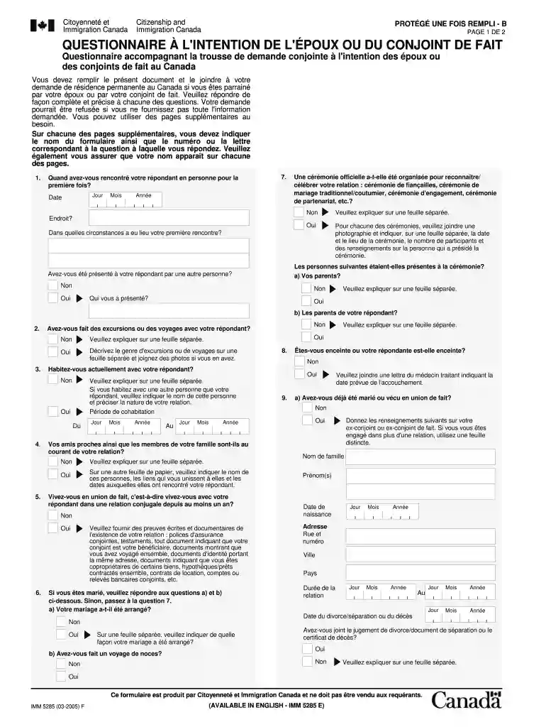 formulaire immigration canada pdf 2023 Preview on Page 1