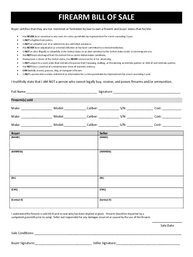 printable bill of sale Preview on Page 1