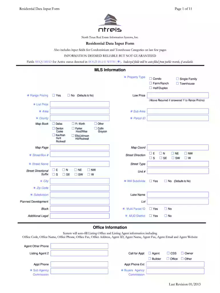 mls input sheet texas Preview on Page 1