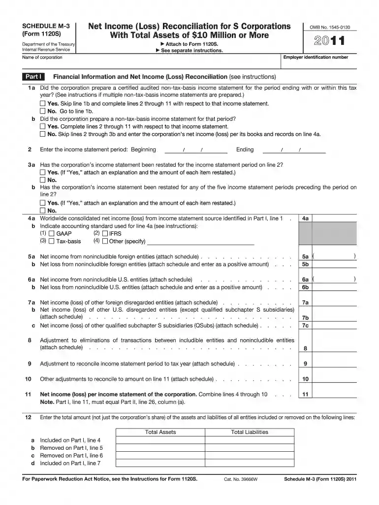 Form 1120 fillable 2011 Preview on Page 1
