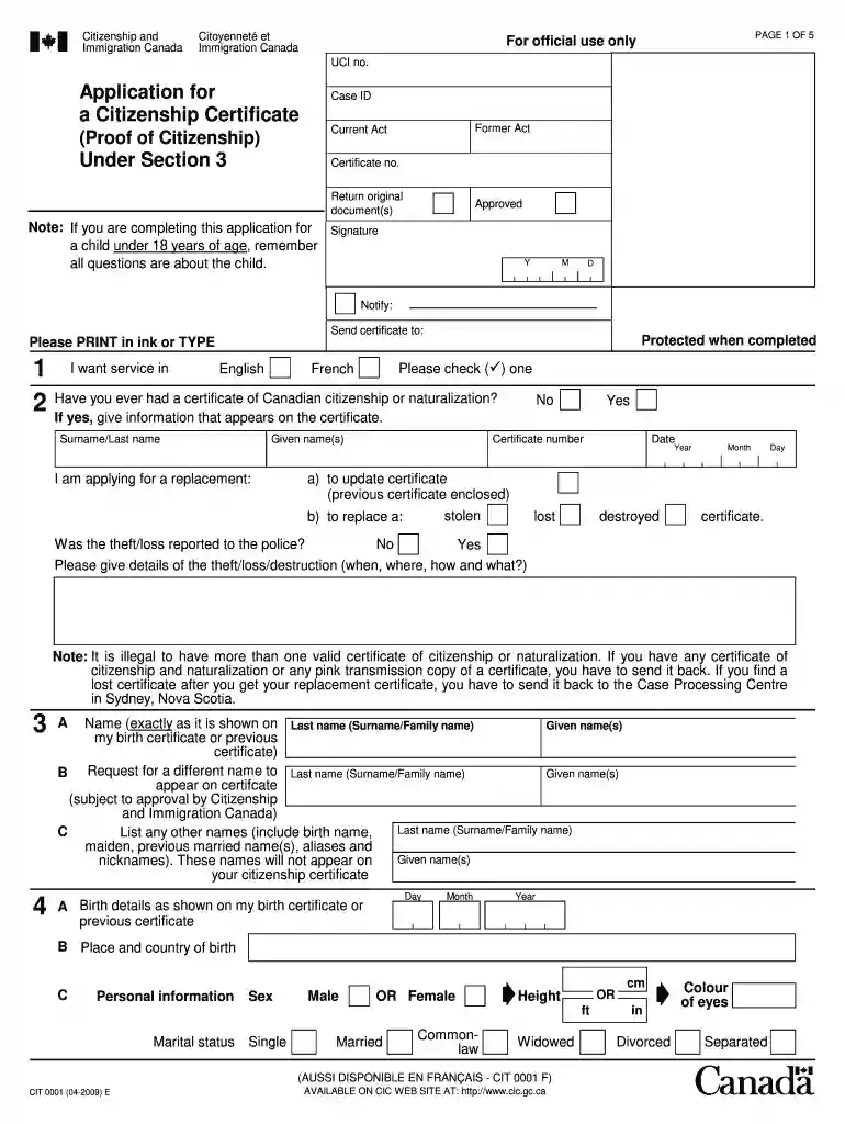 citizenship application Preview on Page 1