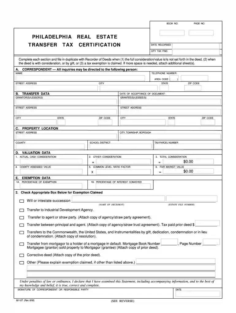 philadelphia real estate transfer tax Preview on Page 1