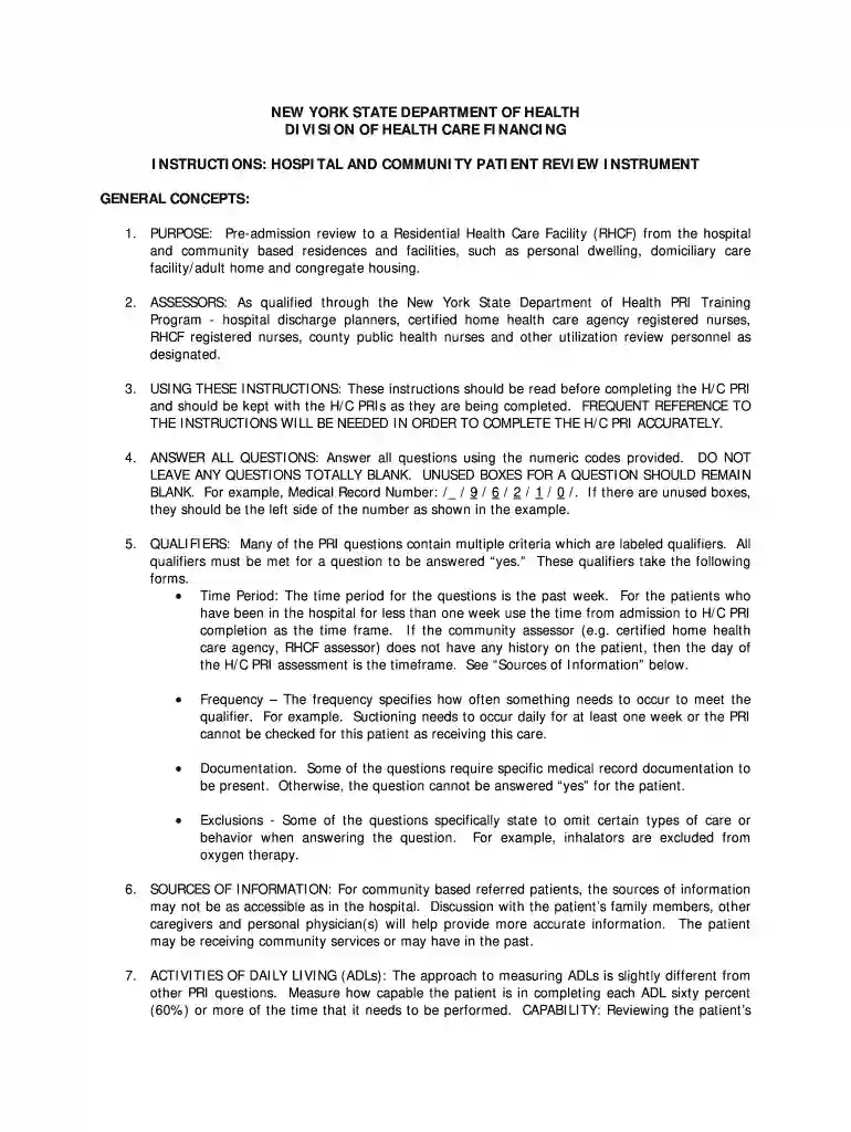 patient review instrument form Preview on Page 1