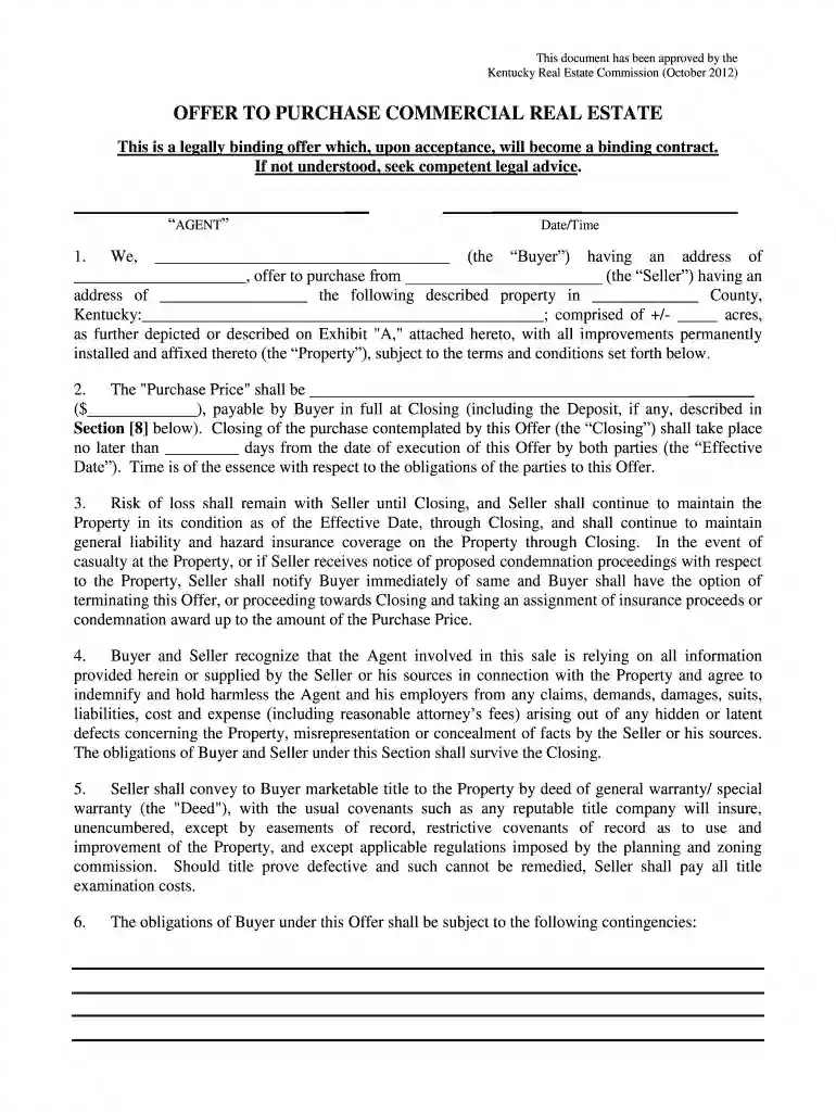 purchase agreement kentucky Preview on Page 1