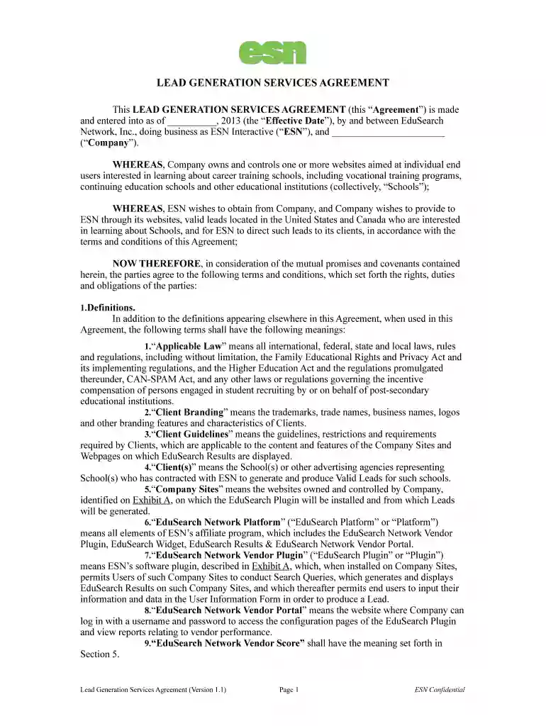 lead generation agreement template Preview on Page 1