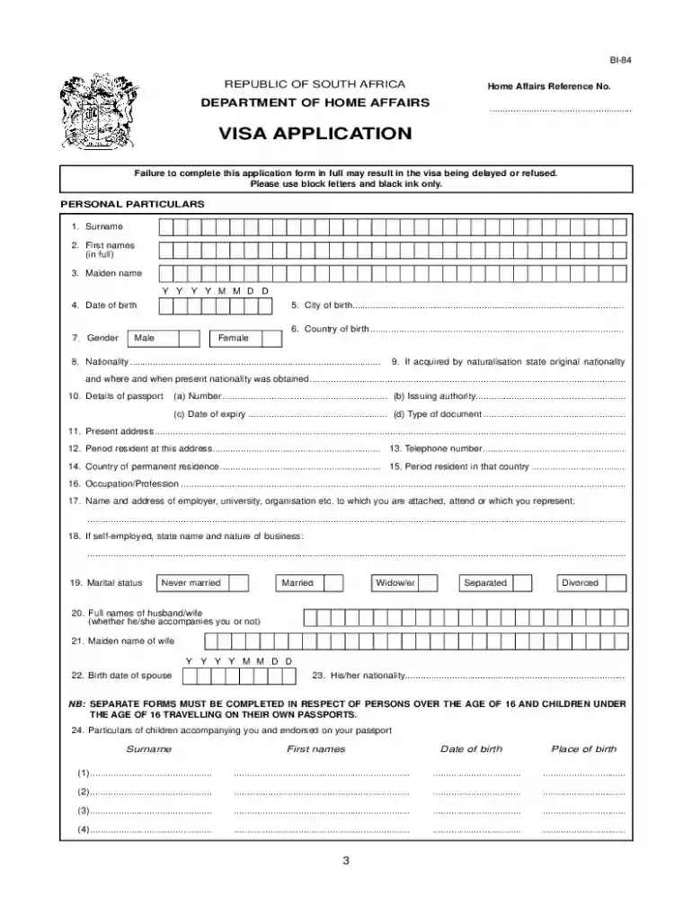 application for visa to south africa Preview on Page 1