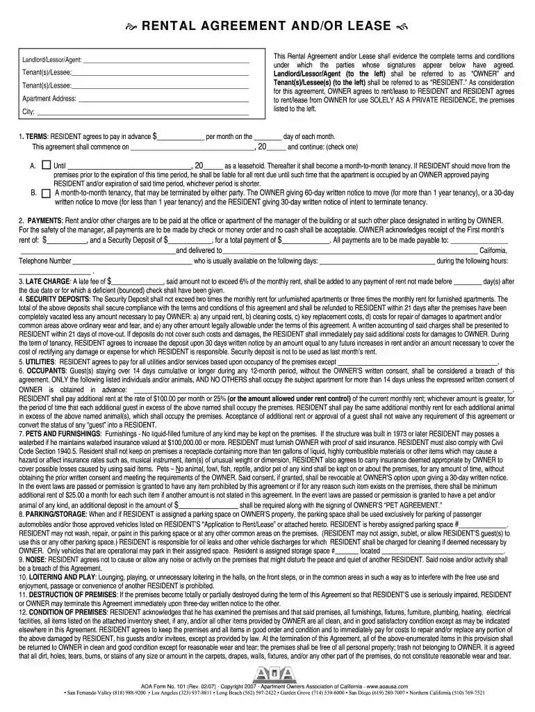 aoa form 101 Preview on Page 1