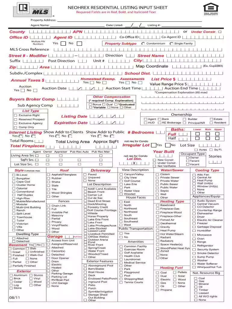 mls input sheet Preview on Page 1