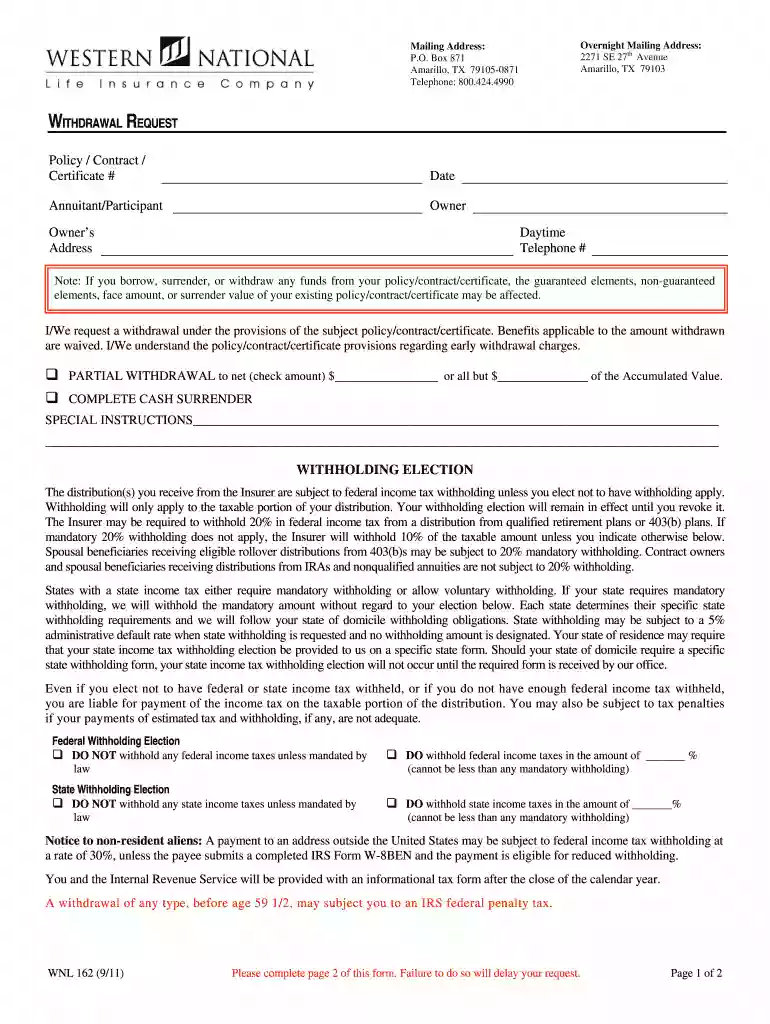 aig annuity withdrawal form Preview on Page 1