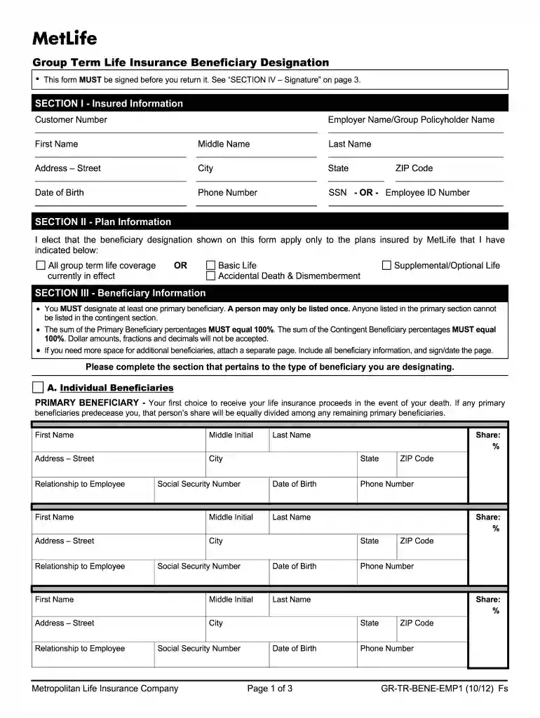 gr tr bene form Preview on Page 1