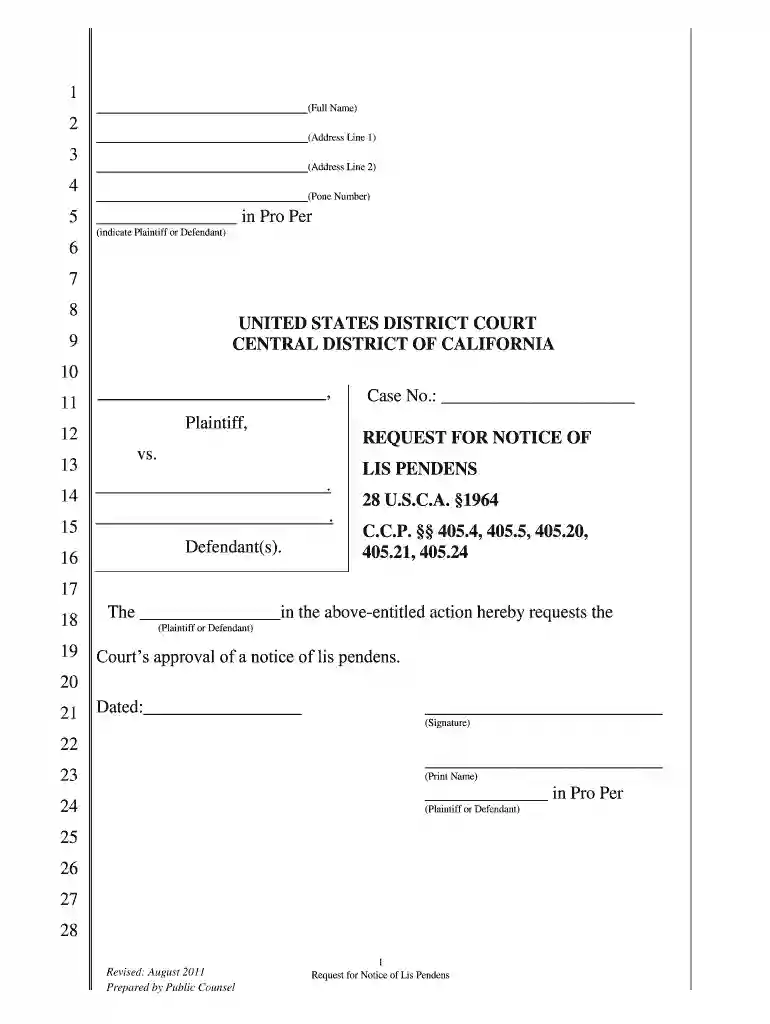blank lis pendens form Preview on Page 1