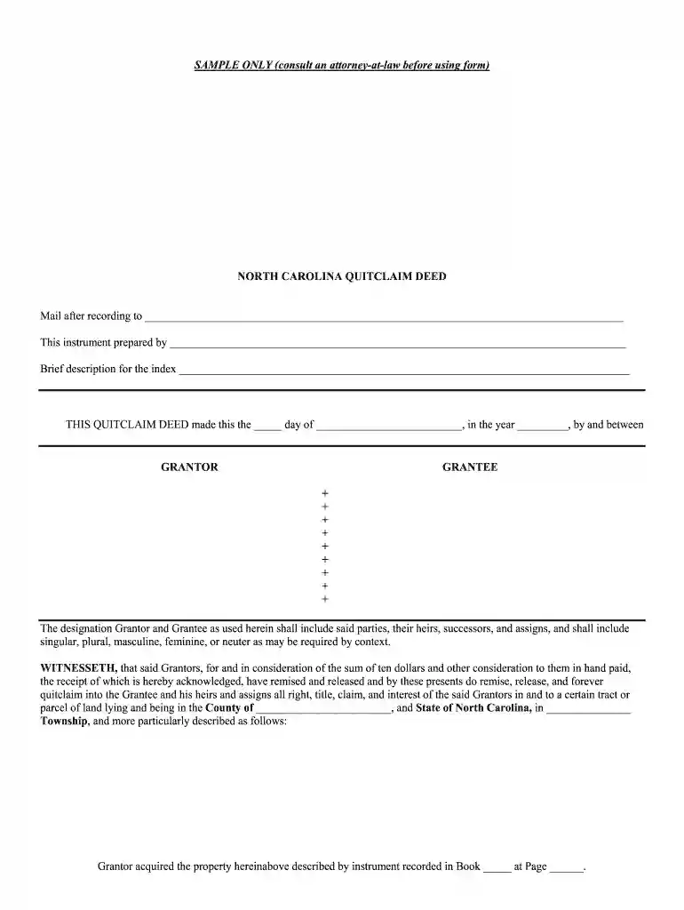 quitclaim deed nc Preview on Page 1