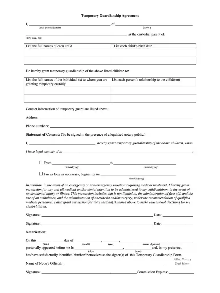 temporary guardianship without court florida pdf Preview on Page 1