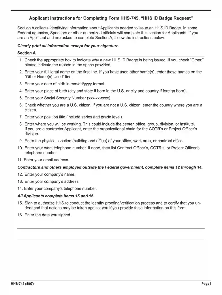 form 745 Preview on Page 1