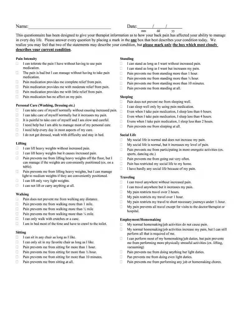 modified oswestry calculator Preview on Page 1