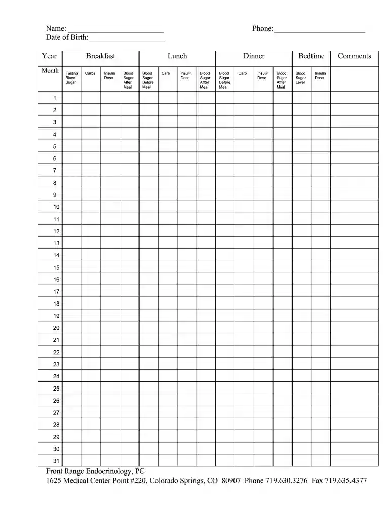 blood sugar chart Preview on Page 1
