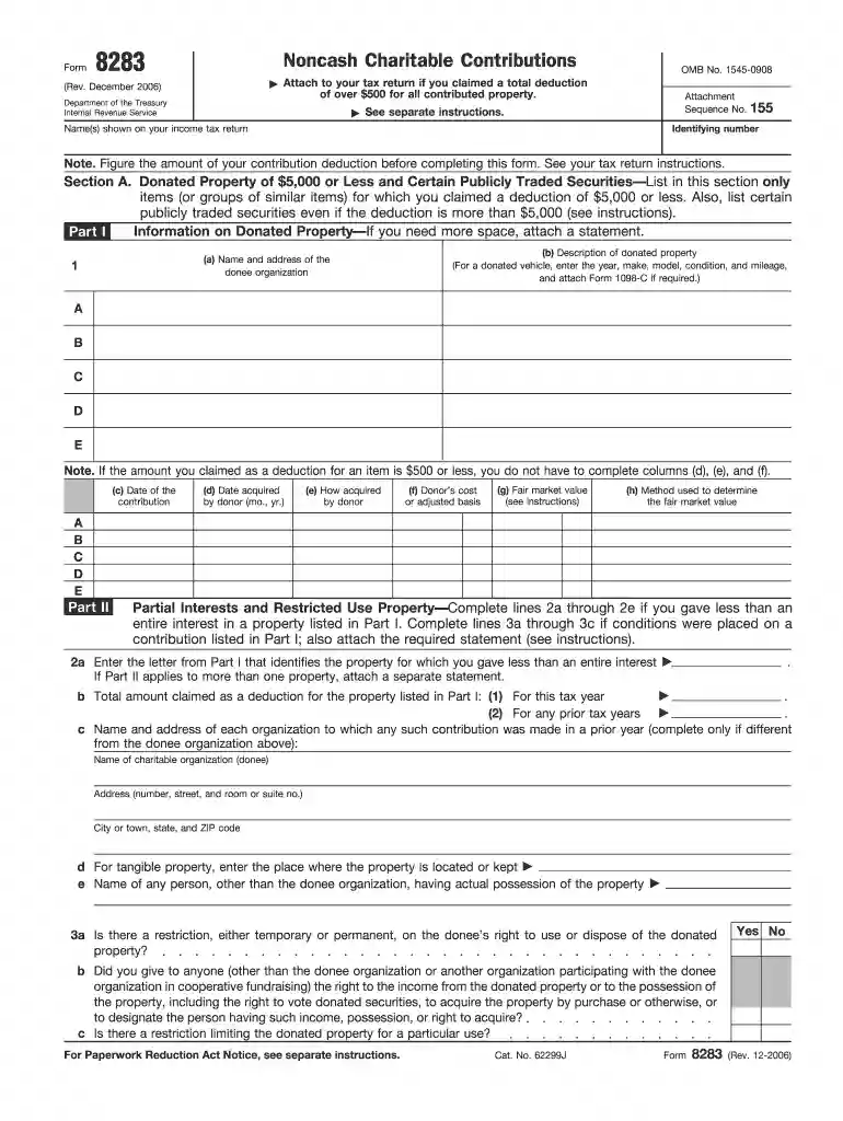 8283 rev 2006 form Preview on Page 1