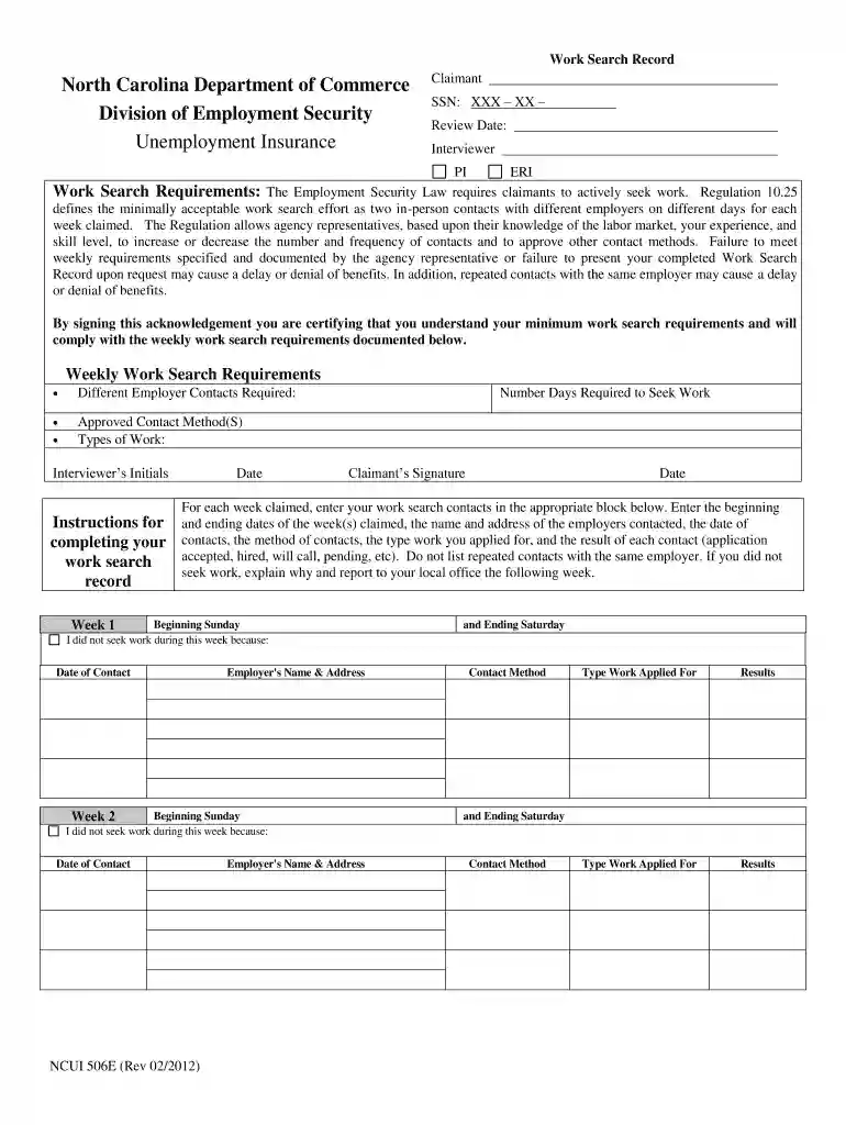 ncui 506e 2012 form Preview on Page 1