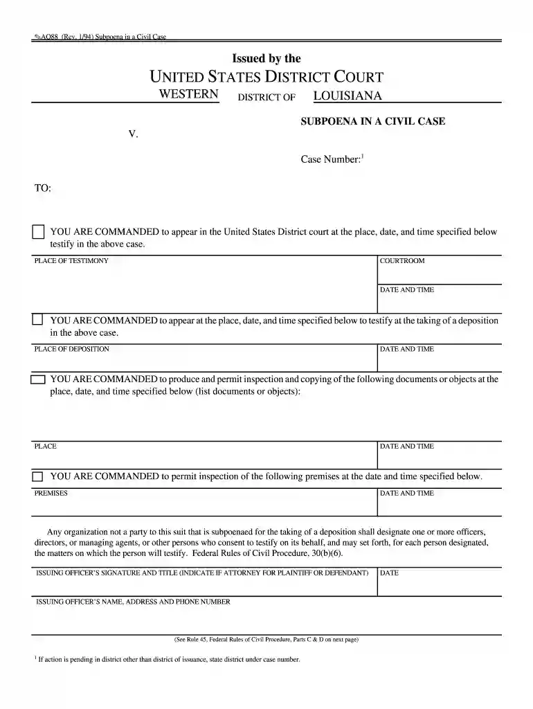 Superior court washington dc civil subpoena form fillable Preview on Page 1