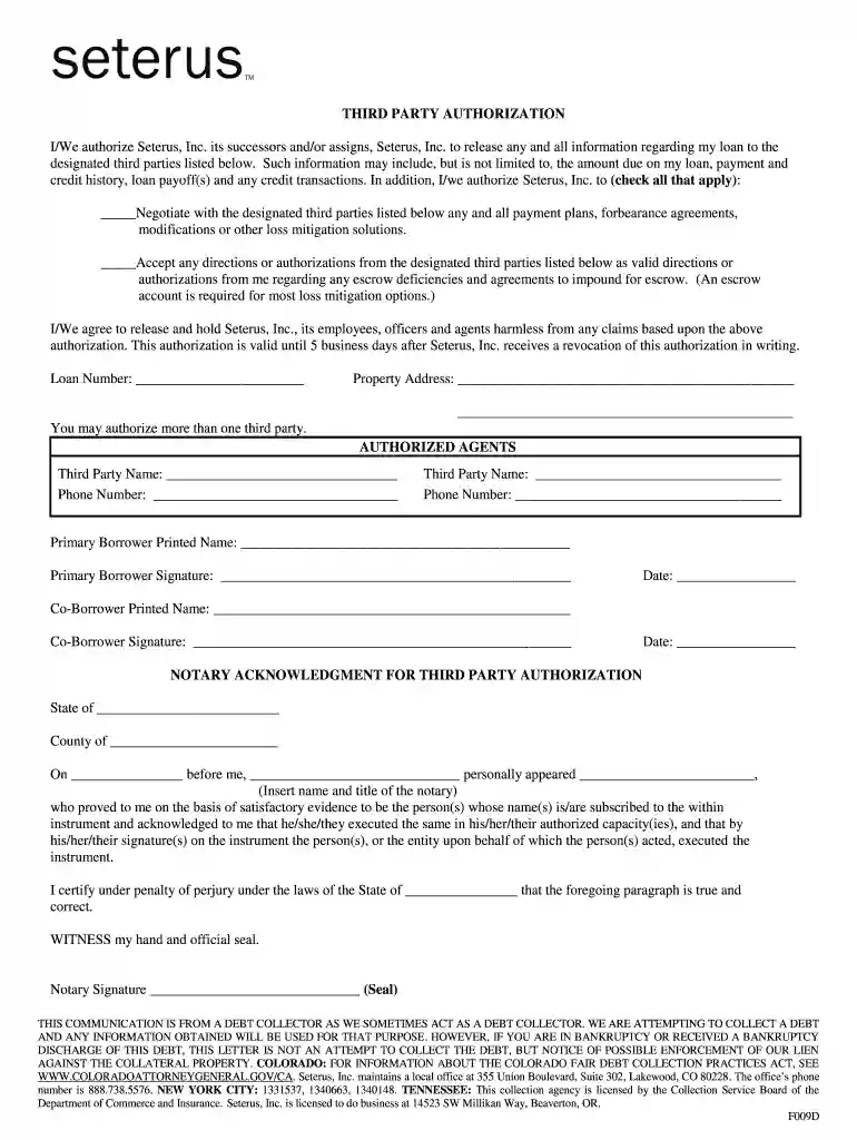 3rd party authorization form Preview on Page 1