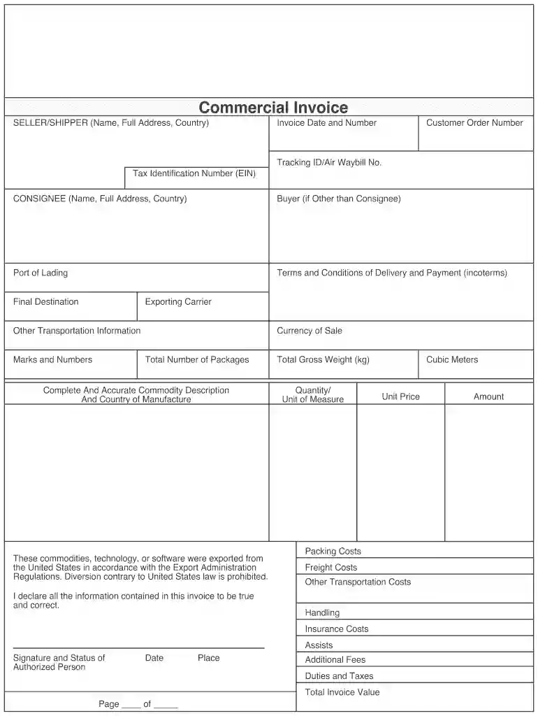 pro forma invoice fedex Preview on Page 1
