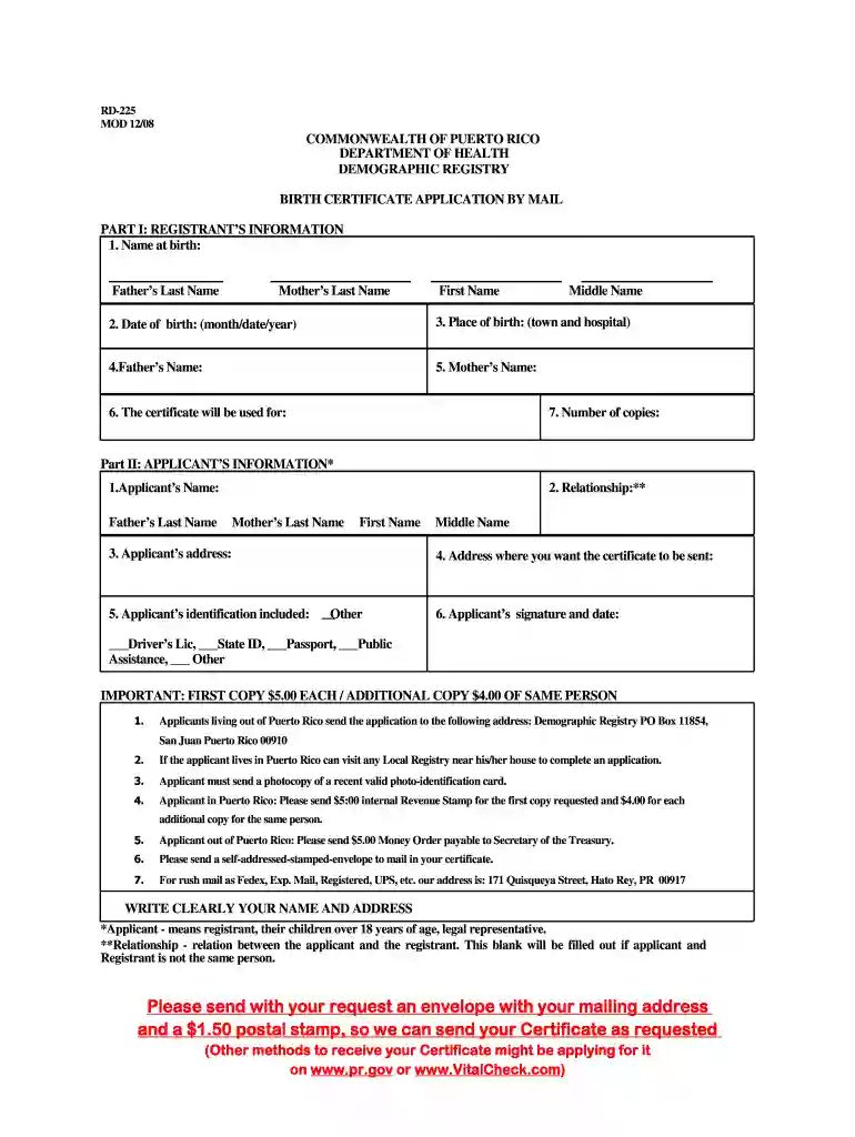 puerto rico birth certificate online Preview on Page 1
