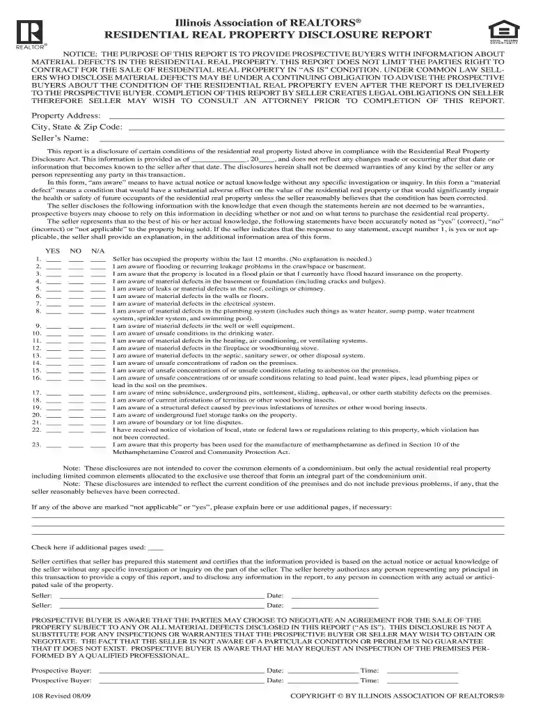 illinois real estate disclosure form 2023 Preview on Page 1