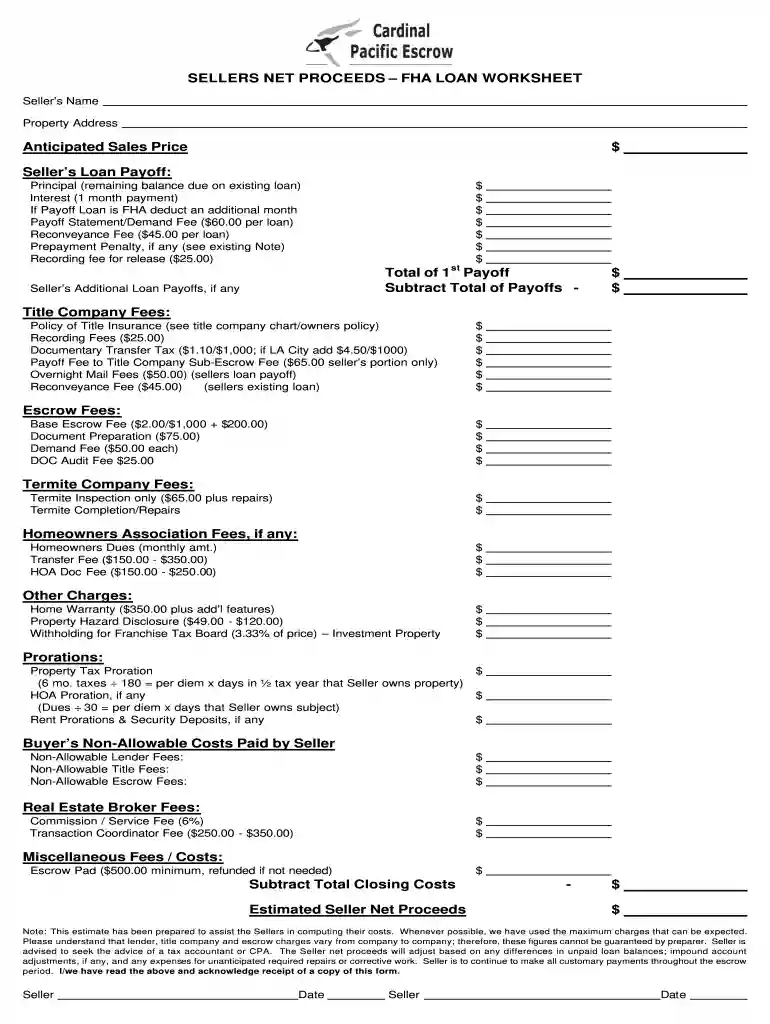 net sheet fillable Preview on Page 1