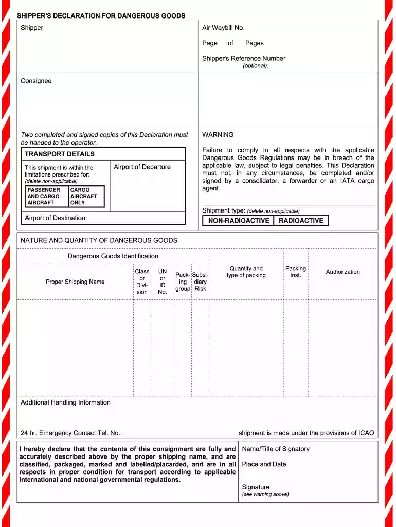 dangerous goods form pdf Preview on Page 1