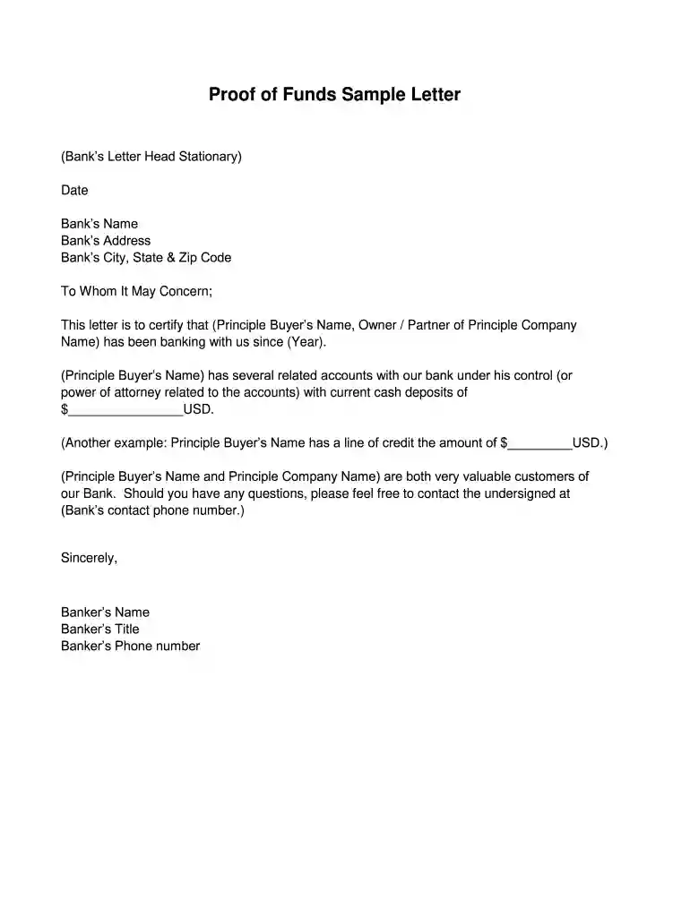 proof of funds Preview on Page 1