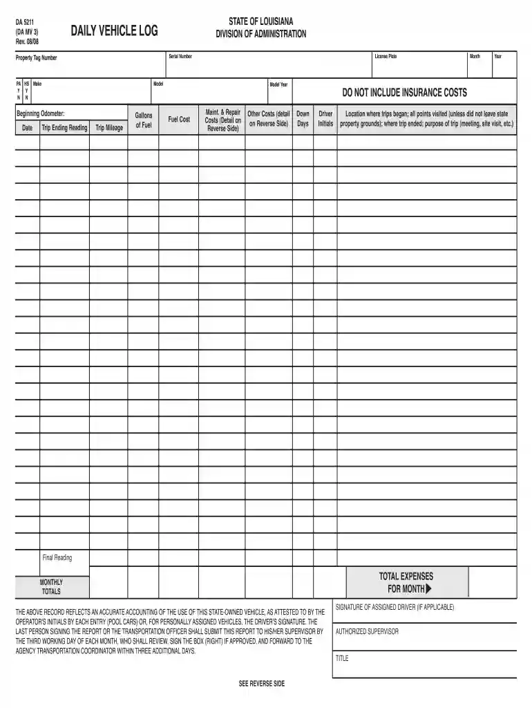 state of louisina form da 5211 Preview on Page 1