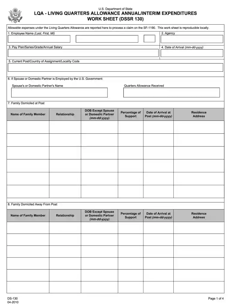 ds 130 form Preview on Page 1