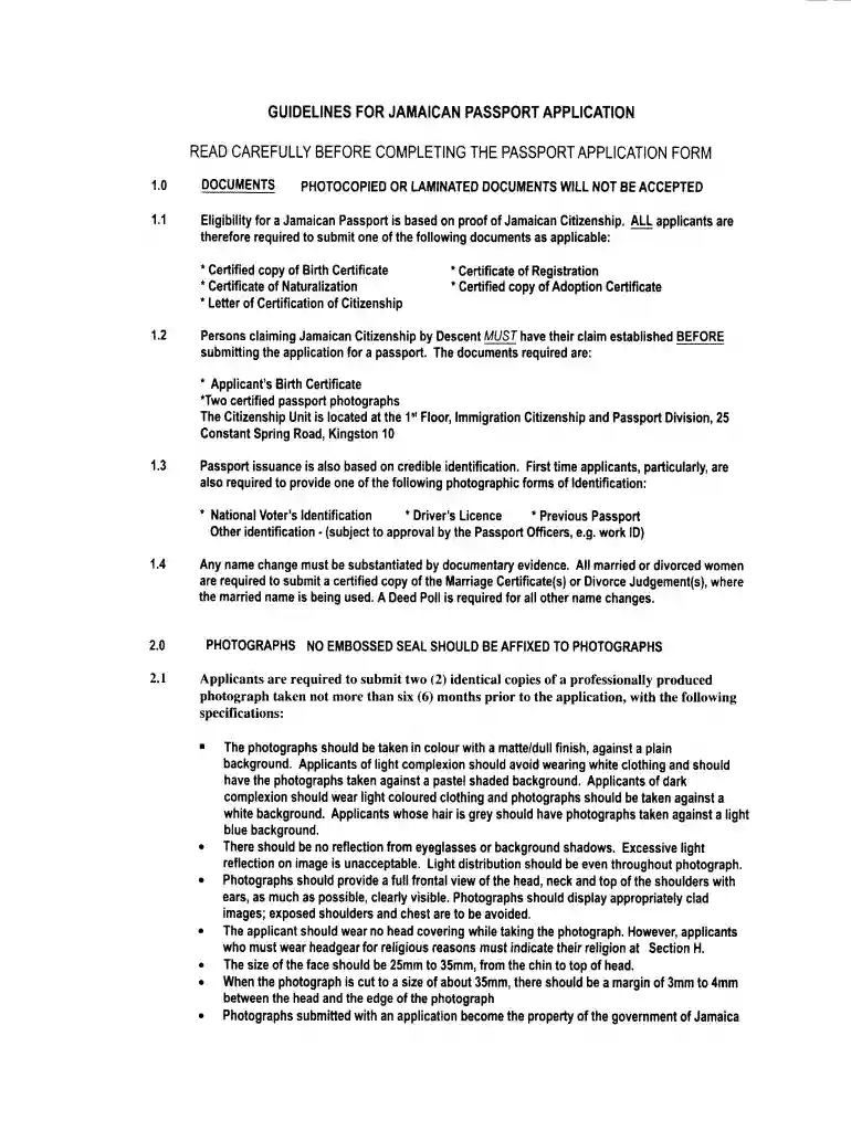 renew jamaican passport in uk application form Preview on Page 1