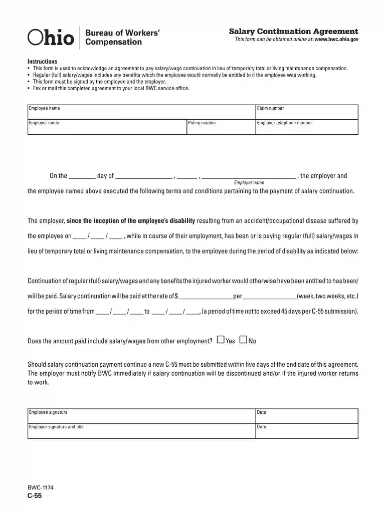 ohio bwc c9 form pdf Preview on Page 1