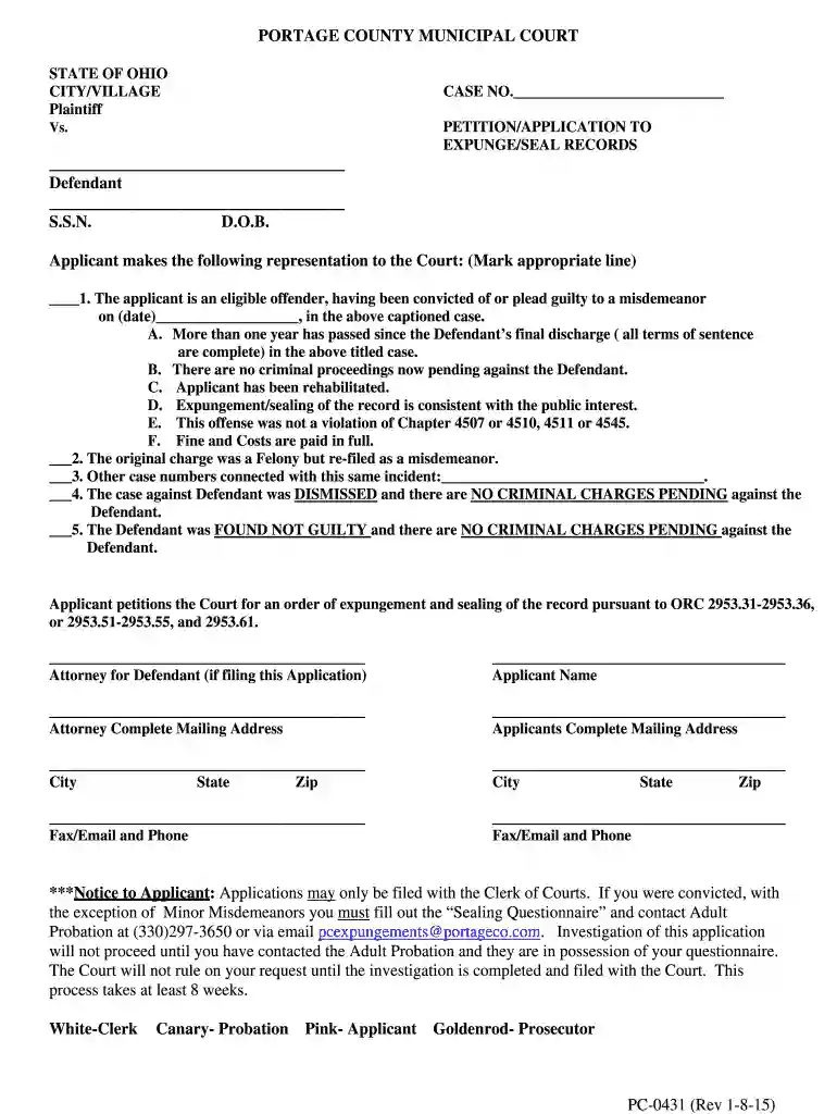 free expungement forms ohio Preview on Page 1