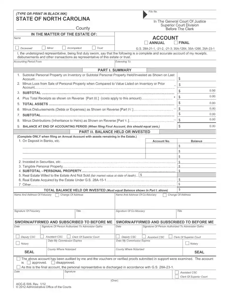example of completed aoc e 506 Preview on Page 1