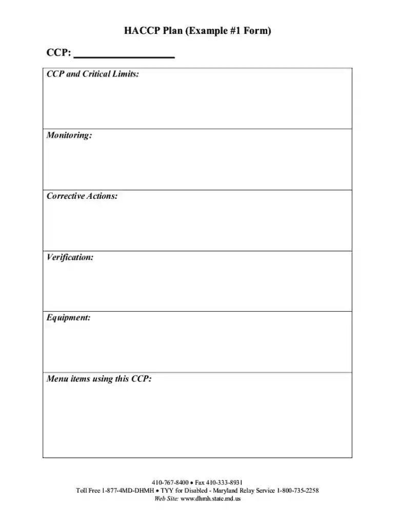 haccp plan template maryland Preview on Page 1