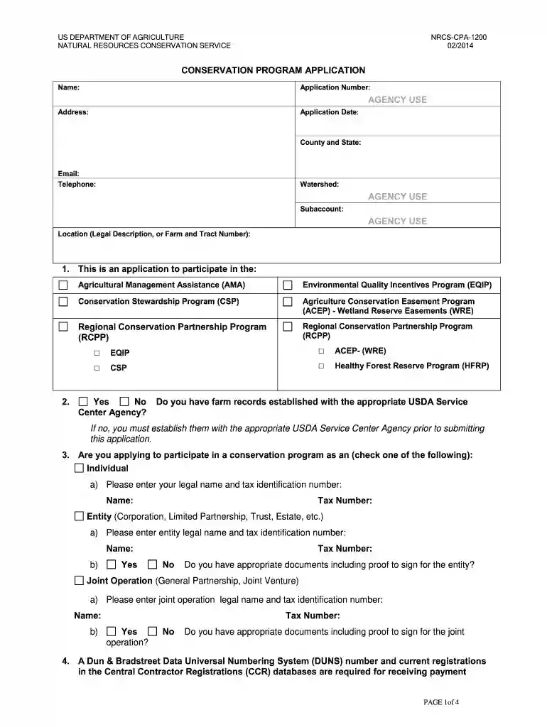 conservation program application Preview on Page 1