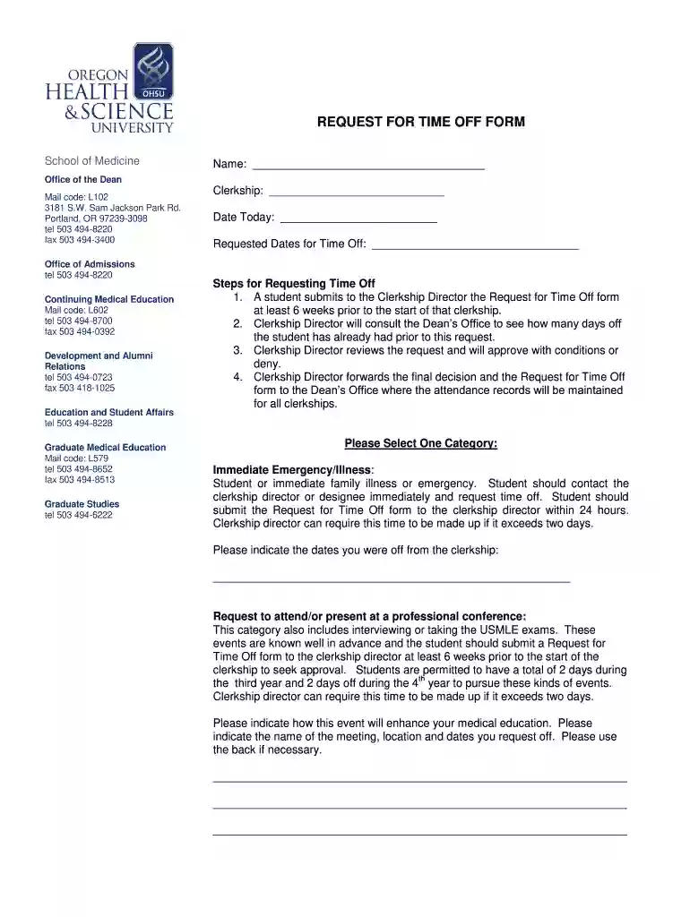 days off request form Preview on Page 1