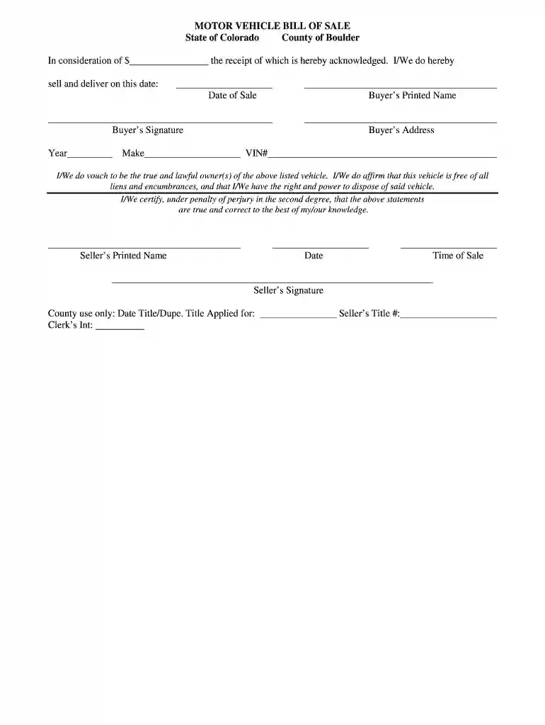 colorado atv bill of sale Preview on Page 1