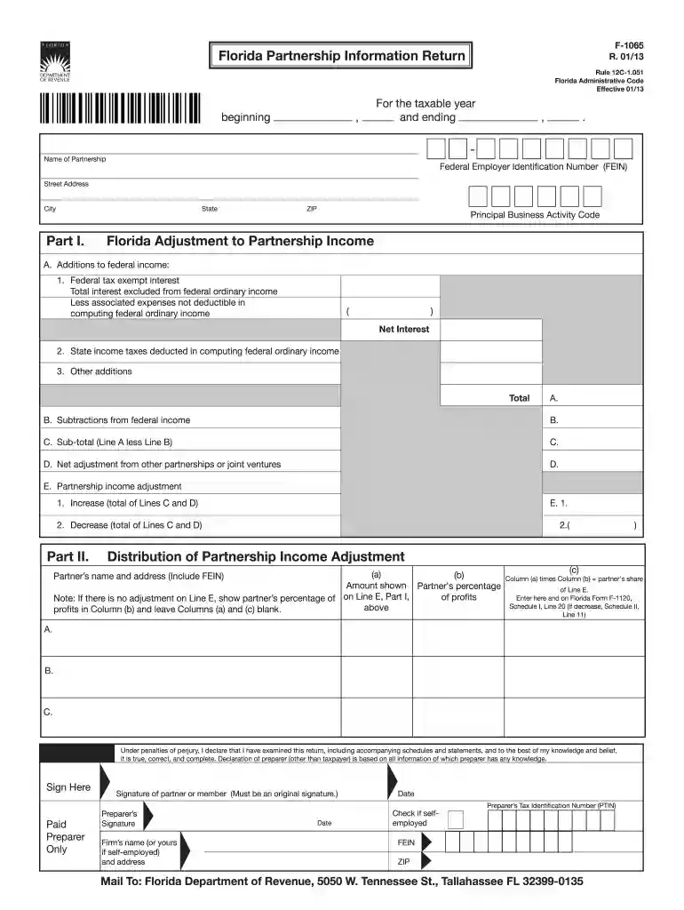 florida f 1065n 2013 form Preview on Page 1