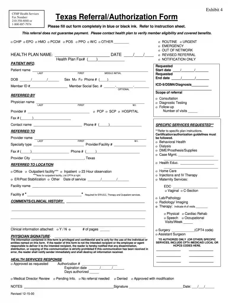 referral authorization form Preview on Page 1