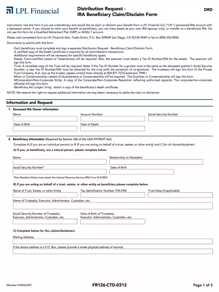 ira beneficiary disclaimer form Preview on Page 1