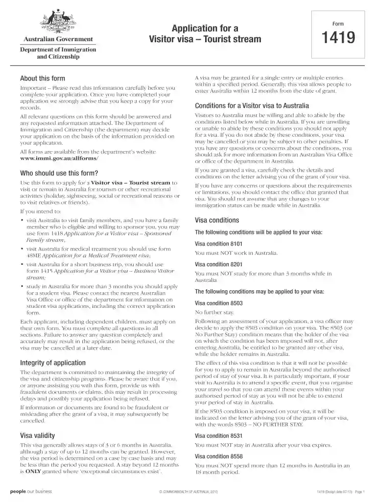 form 1419 australia 2023 Preview on Page 1