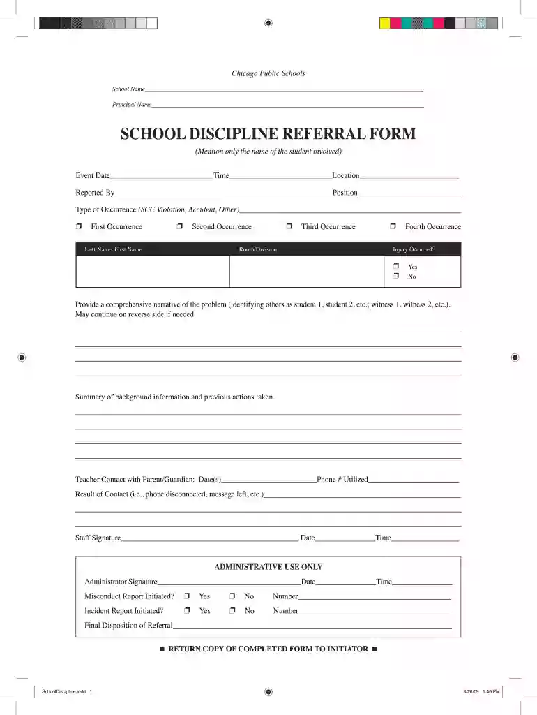 school discipline form Preview on Page 1