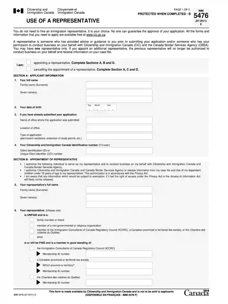 canada visa application form pdf Preview on Page 1