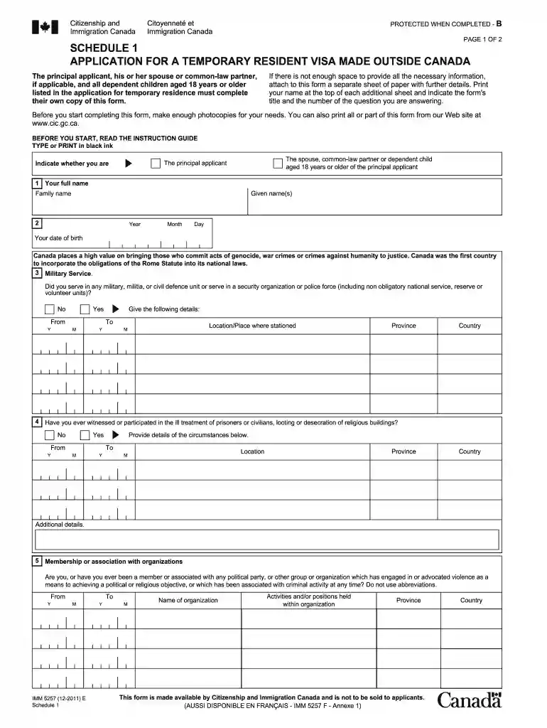 imm5257 2011 form Preview on Page 1